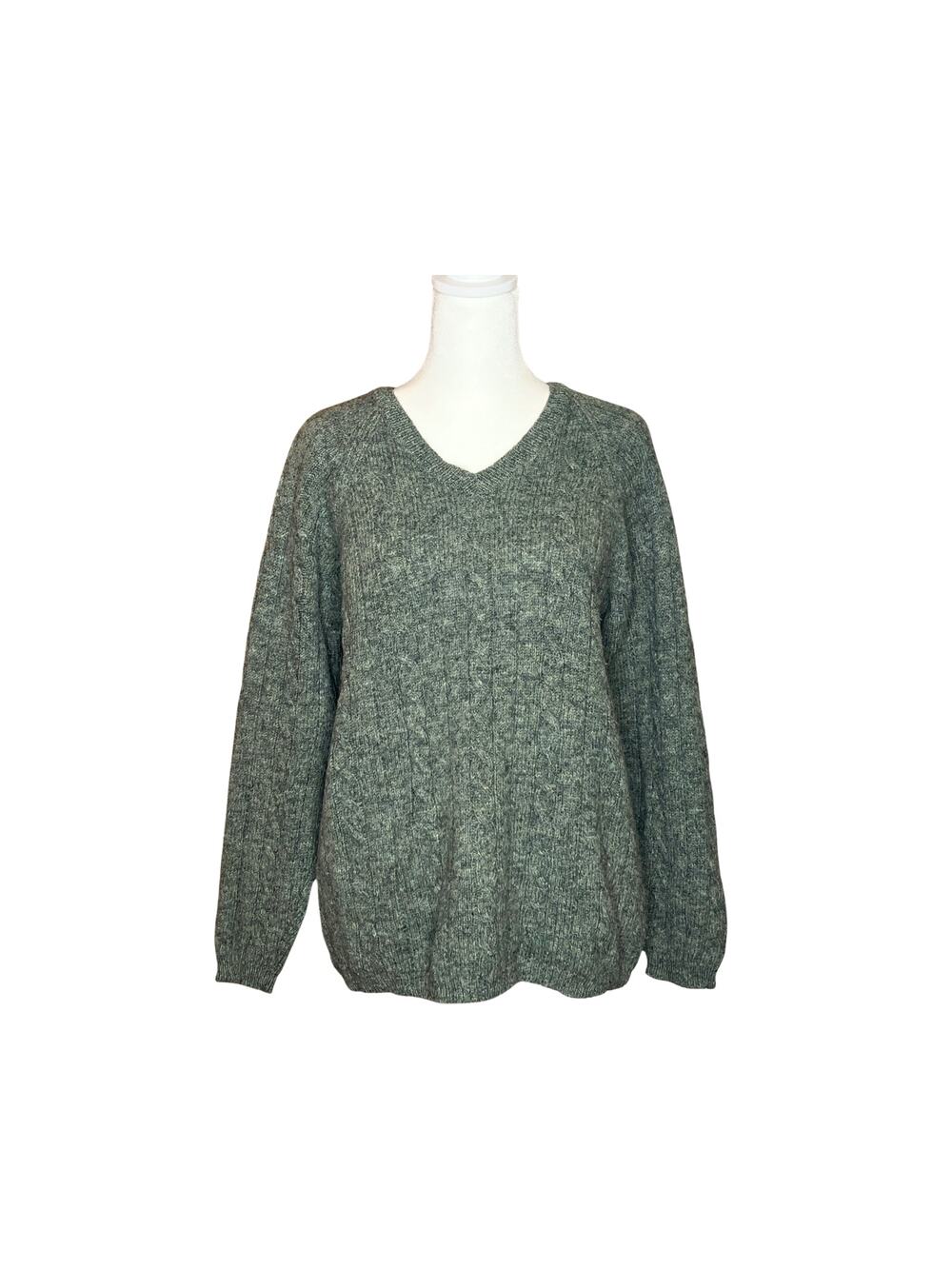 Vintage 90s Express 100% Wool Sweater S Sage Green Minimalist Cozy Earthy Winter